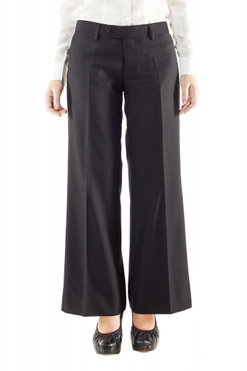 
View this gorgeous handmade pants with neatly hand sewn cuffs and hems. These bespoke black pants with flare legs and front zipper fly and buttons on the waistband to close, are ideal office wears for interviews, meetings and formal evening parties. They can be custom tailored with wool and/or cashmere.
