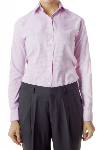 Check out these stylish custom made cotton shirts with handmade Ainsley collar in cool pink. With made to measure rounded barrel cuffs and front close buttons, these office stunners can be donned with custom pants and suit skirts.

