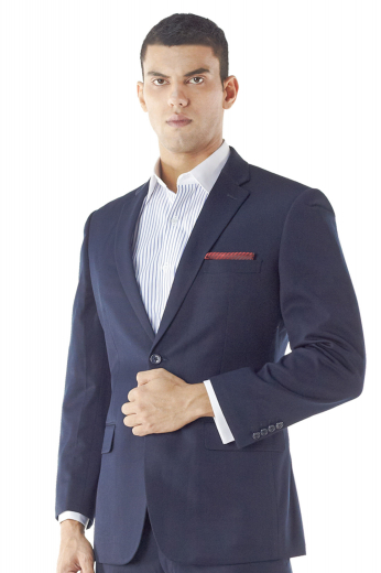 This elegant two-button side vent mens tailor made gabardine wool blazer is made to measure in top notch workmanship by expert mens tailors at My Custom Tailors. This bespoke mens blazer comes fully lined and with four sleeve buttons, custom made standard pockets with flaps and handmade standard armholes. 