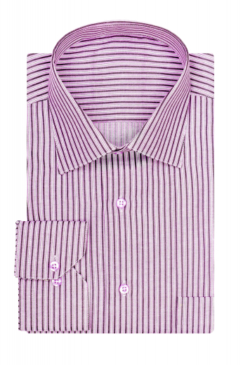 A men's custom cotton dress shirt with one handmade pocket, made to measure semi spread collar and custom made mitered cuffs made elegantly for you.