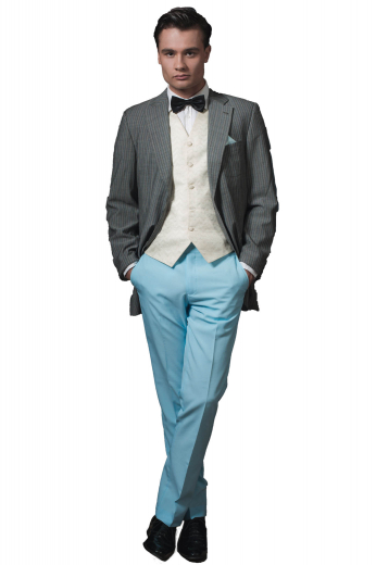 Flaunt a neatly poised gentleman look at work with these mens tailor made cadet blue cashmere wool dress pants from the eye-catching collection of handmade garments at My Custom Tailor. Available at super affordable rates, these mens handmade cadet blue dress slacks have a comfortable extended waistband with a hook, a zipper fly, hand sewn cuff hems, 2 slash front pockets, and 2 back pockets. You can wear these mens tailor made wool dress pants with mens bespoke slim fit shirts to complete your corporate look.