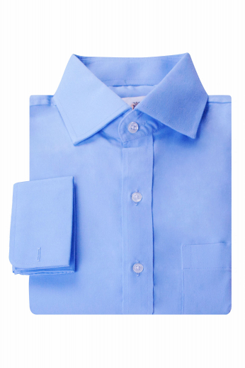 This mens handmade cornflower blue dress shirt in supima cotton is a trendsetting formal for meetings and interviews. This mens made to order slim fit business shirt has a semi-spread collar with 3 inch wide collar points. With stunning rounded edge french cuffs and a placket front, this mens handmade supima cotton cornflower blue business shirt can be purchased at My Custom Tailor at low rates. Wear this mens bespoke slim fit cornflower blue formal shirt with mens bespoke dress pants for a classic look.