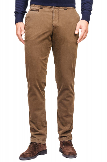 These mens handmade tan dress pants in merino wool have a standard fit with extended belt loops and a 2 point button and hook and a zip fly for closure. These mens made to order wool slacks with a flat front also feature 2 on-seam front pockets, 2 horizontal front pockets, and 2 back pockets. You can buy these super comfortable mens bespoke wrinkle-resistant dress pants at My custom Tailor to be a trendsetter at work. 