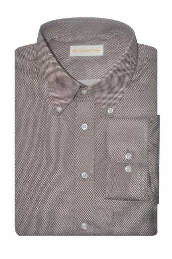 This stylish mens slim fit handmade cotton shirt in chocolate brown is for men who like to keep things trendy and subtle at work. It features a stunning display of rounded barrel cuffs and a button down collar for added comfort. You can wear this mens tailor made cotton shirt at work, interviews, and board meetings. It has a stunning placket front and a plain back that adds to the comfort level. You can buy this mens custom made shirt for all day comfort.